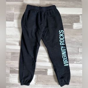 Danny Duncan Black Sweatpants w/ Type Out  “Virginity Rocks” | Size S